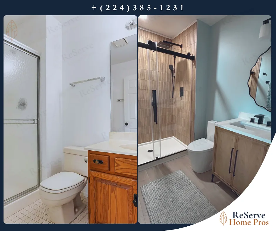 Julie's bathroom remodel with new tile and vanity