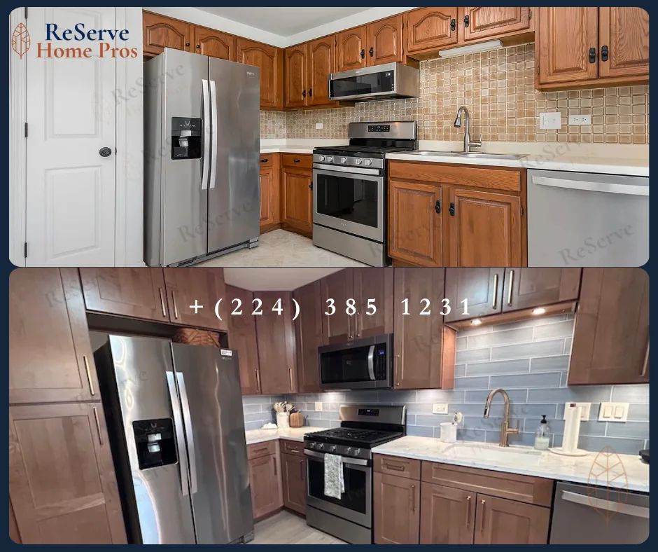 Julie's kitchen remodel in Austin — center island with stainless steel appliances