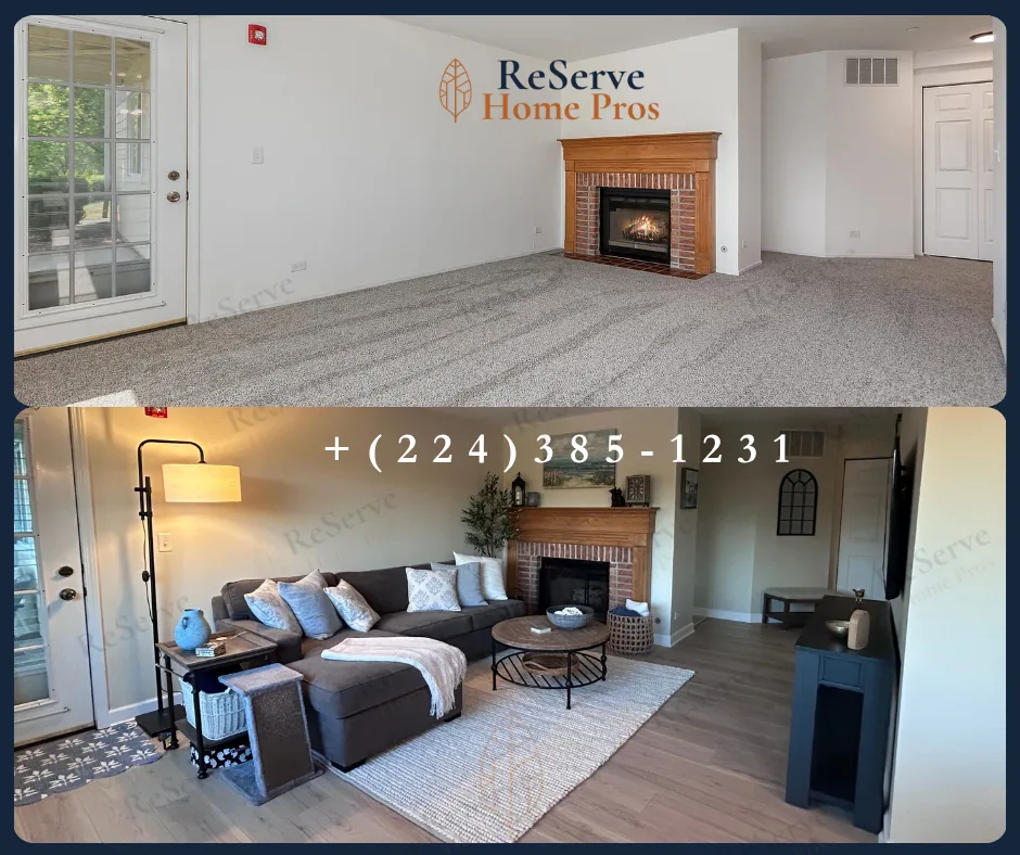 Julie's living room with hardwood floors