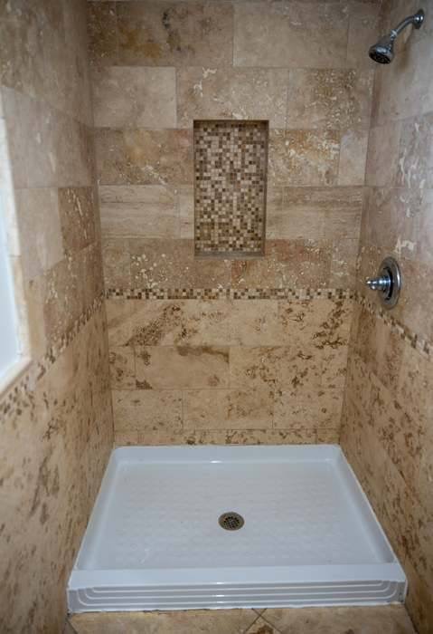 Shower with mosaic tile detail
